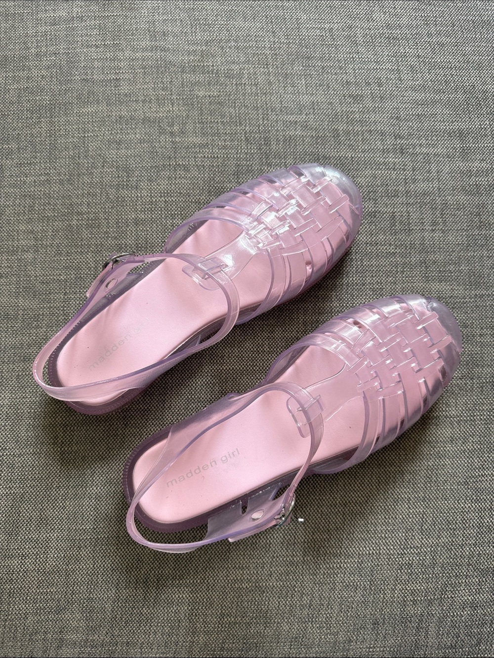 Madden Girl Pink Jelly Woven Slingback Sandals